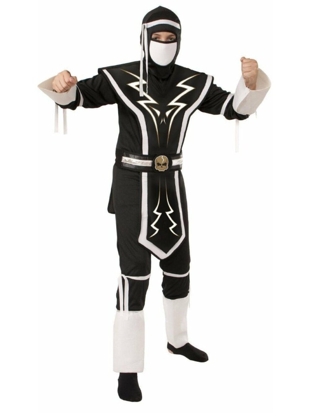 Halloween Black White Skull Elite Ninja Force Brotherhood of the Dragon Costume